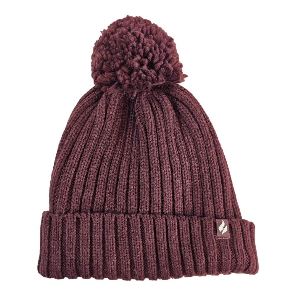 Heat Holders Beanie Men's One Size Maroon Thermal Hat Faux‎ Fur Lining Thick
